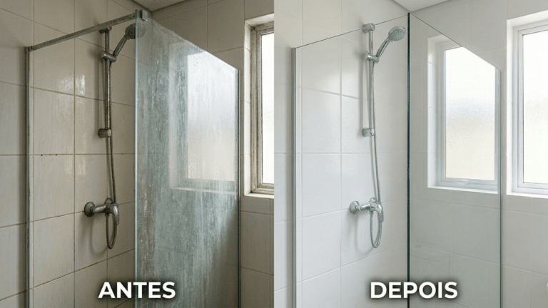 Antes e depois da limpeza no banheiro