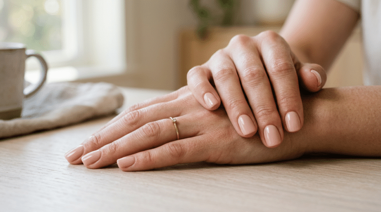 Close Up Unhas Nude Rosado