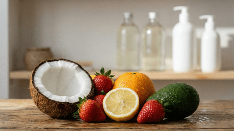 Close-up Frutas com Xampus