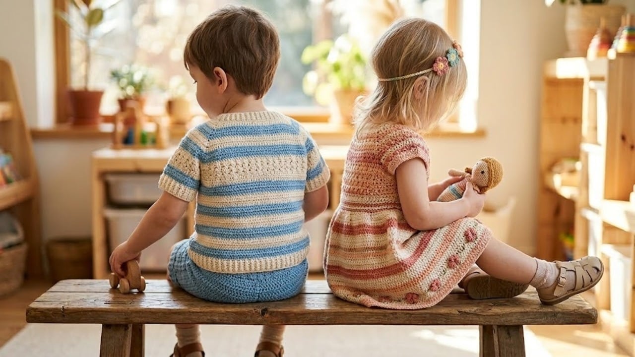 Inspirações de modelos de conjuntos de crochê infantil para os pequenos