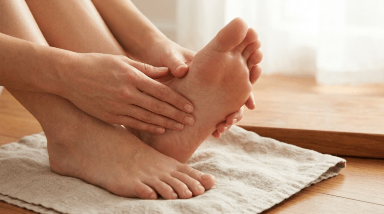 Pés sendo massageado