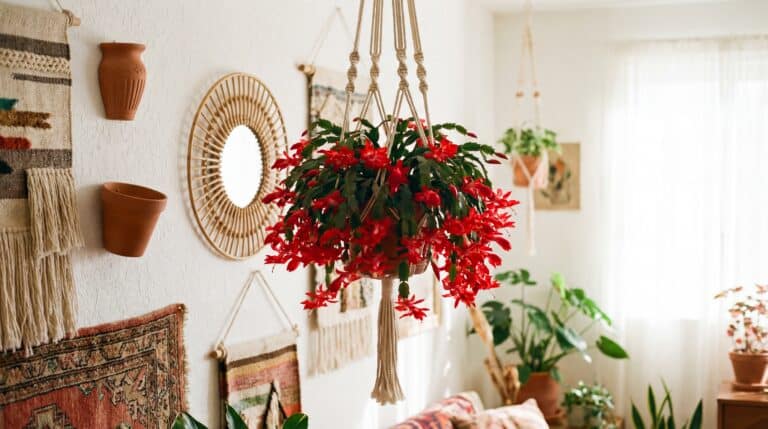 Flor de Maio Vermelha Suspensa Boho