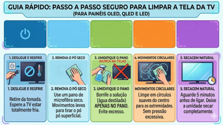 Infográfico educativo para limpeza de tvs