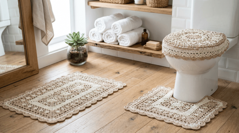 20 jogos de banheiro em crochê para decorar com charme e sofisticação