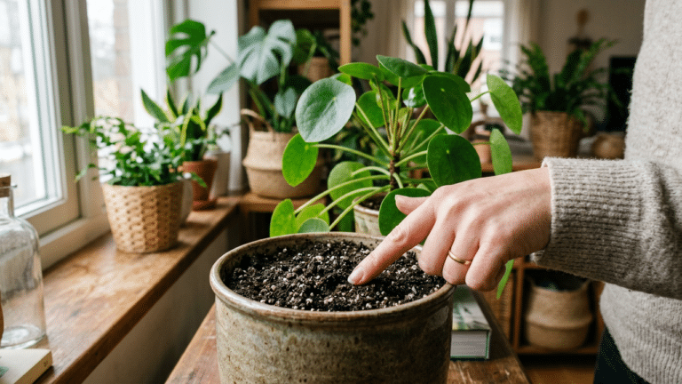 Teste com dedo no solo da planta