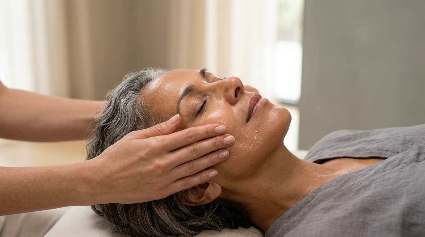 Como a massagem facial com óleos vegetais ajuda a manter a firmeza da pele após a menopausa