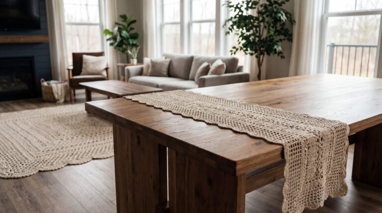 Mesa Jantar Caminho Tapete Crochê