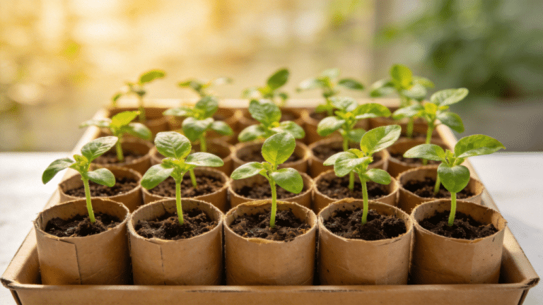 vasos para planta feito de rolo de papel higienico.