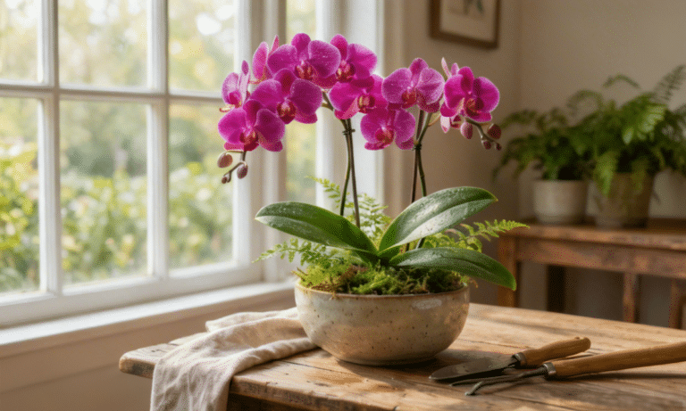Vaso com orquídeas