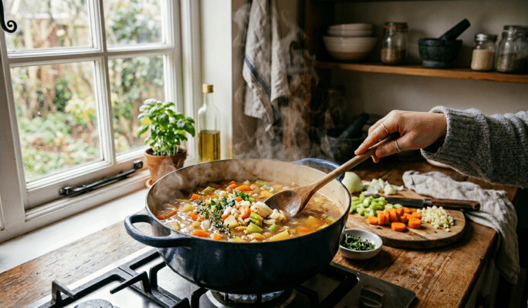 Fazendo o caldo de legumes