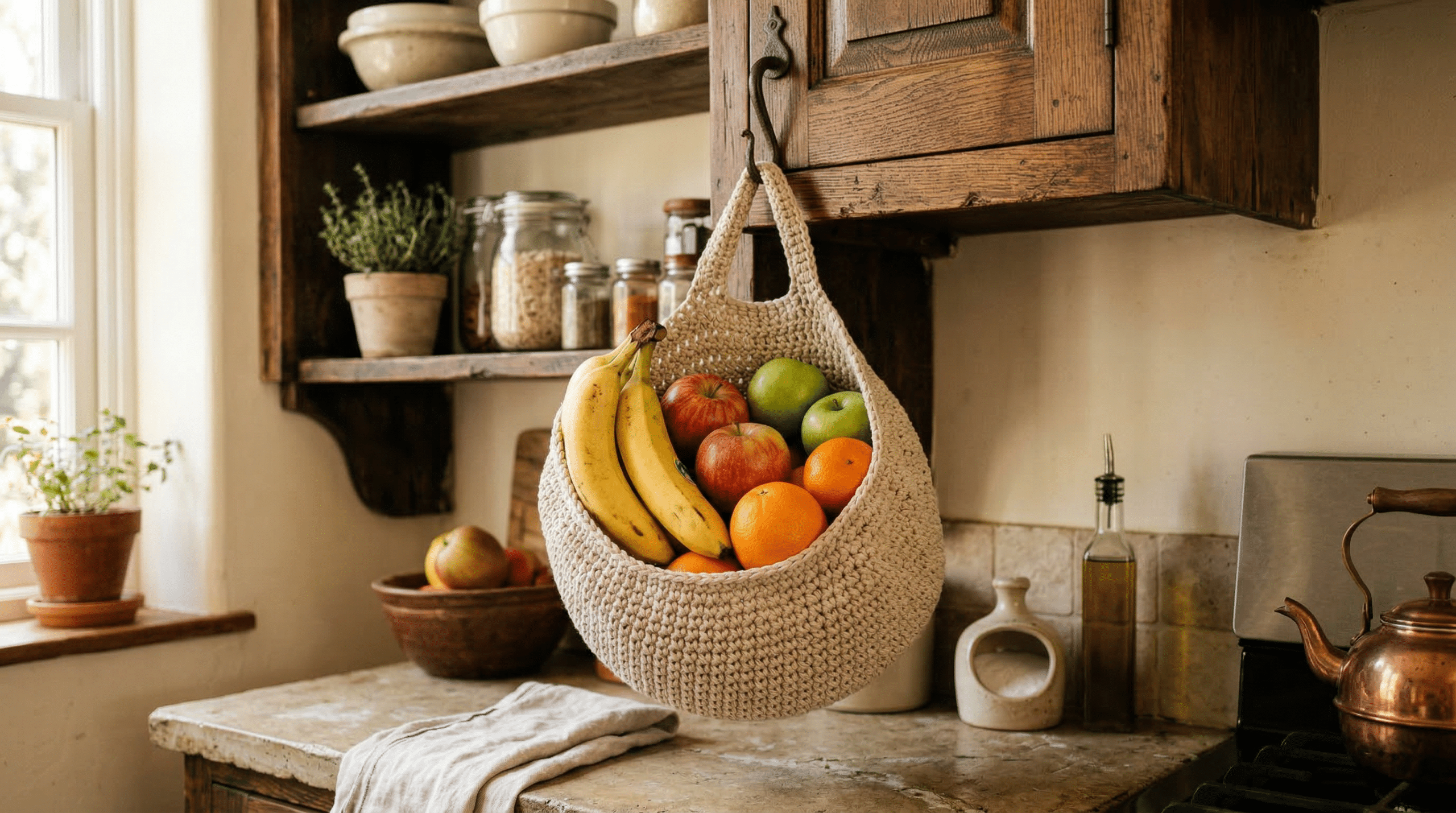 Rede de crochê para frutas: o truque para conservar alimentos por mais tempo fora da geladeira