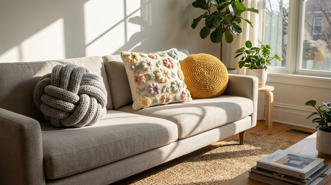 Almofadas de crochê criativo com gráficos: 24 modelos únicos para dar personalidade à sua casa
