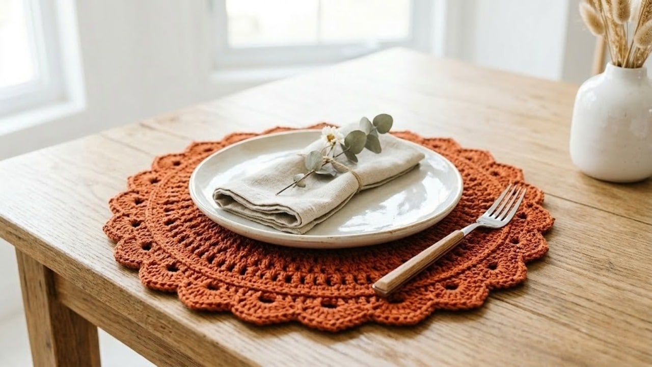 Modelos de sousplat de crochê elegantes com gráficos para sua mesa posta