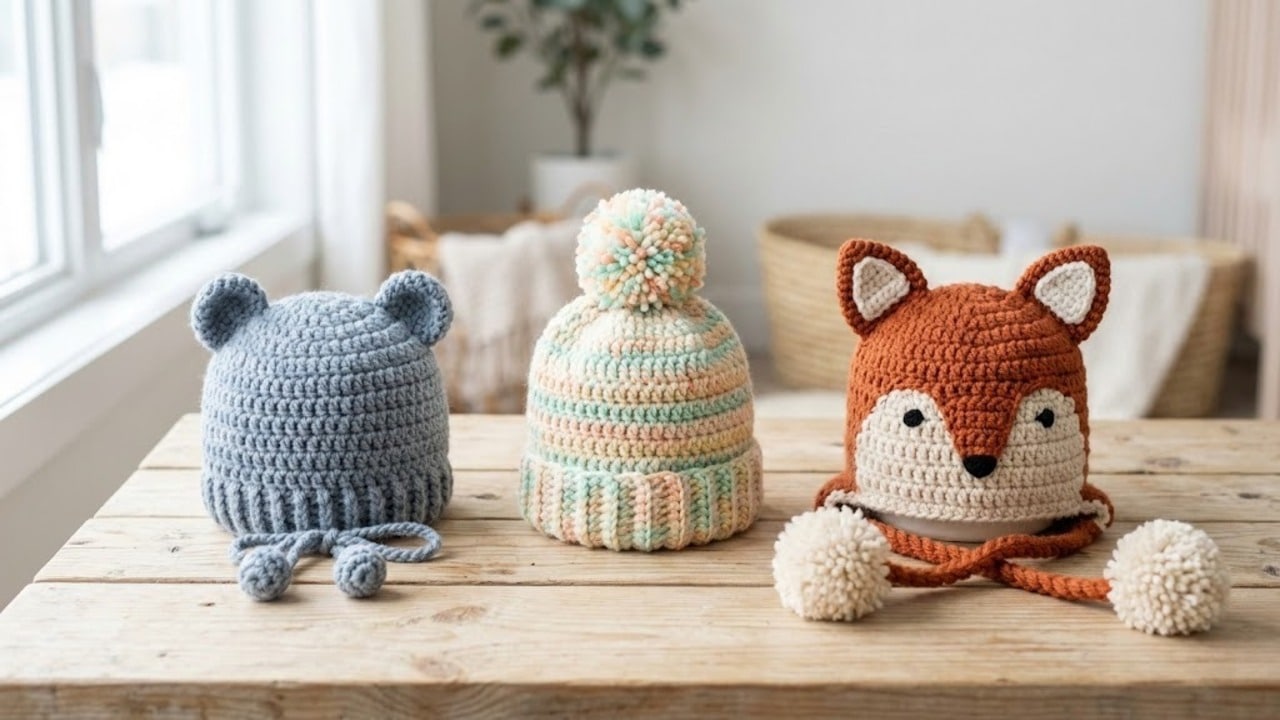 Gráficos de modelos de touca de crochê infantil para proteger as crianças do frio em 2026