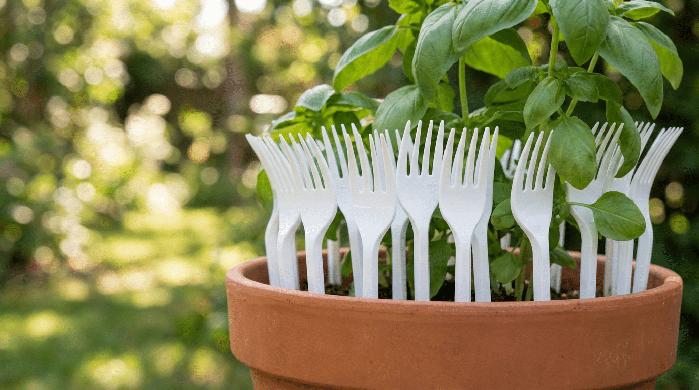 Por que você deve colocar garfos de plástico na terra dos vasos de plantas