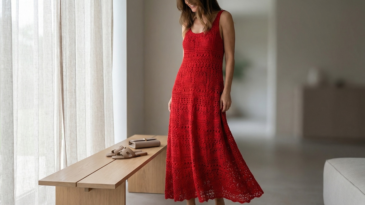 Renove o seu guarda-roupa fazendo vestidos de crochê vermelhos!