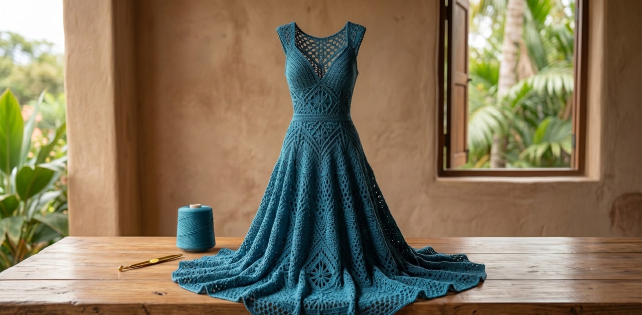 Cinco modelos de vestidos de crochê elegantes para arrasar em 2026: tendências, fios com caimento perfeito, modelagens de alta-costura e o segredo infalível do forro ideal