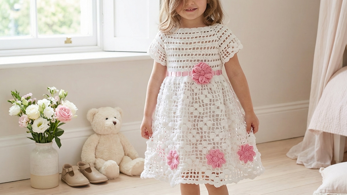 Vista as meninas com muito estilo usando lindos vestidos de crochê
