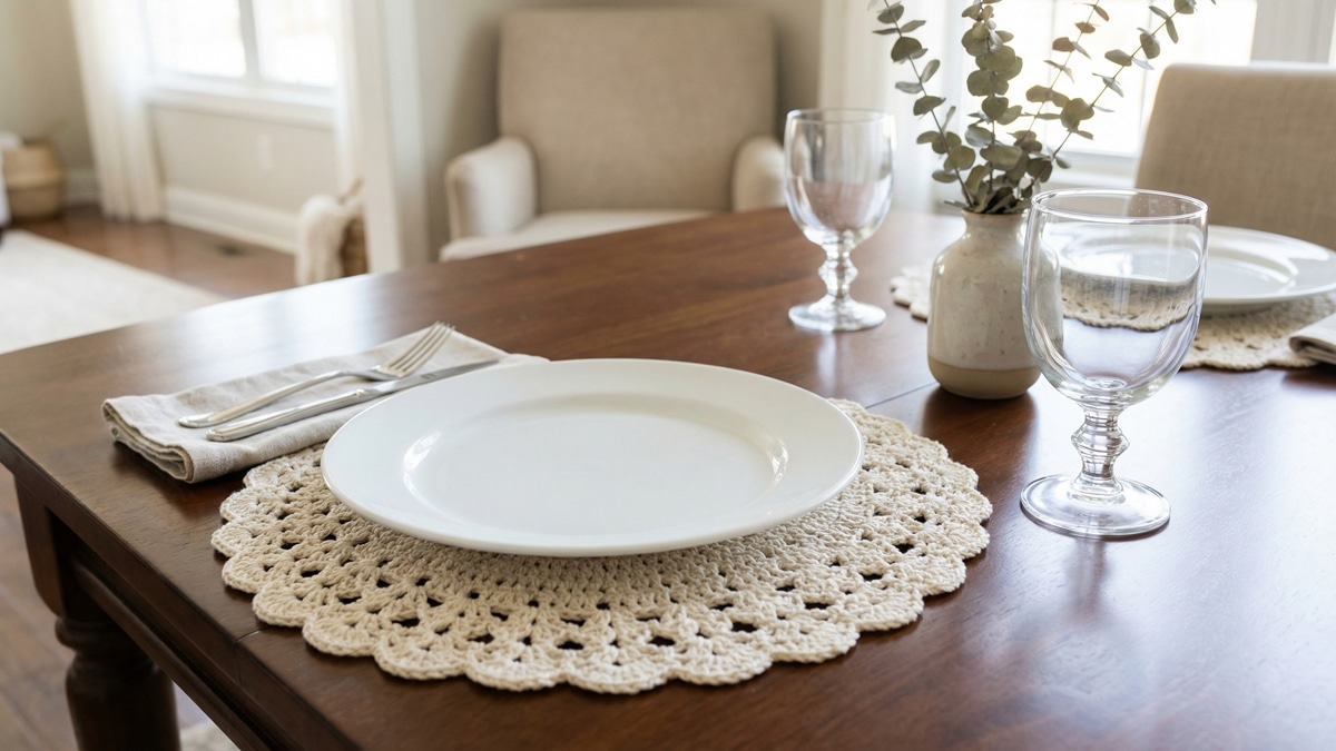 Proteja a sua mesa nova com a elegância dos sousplats de crochê