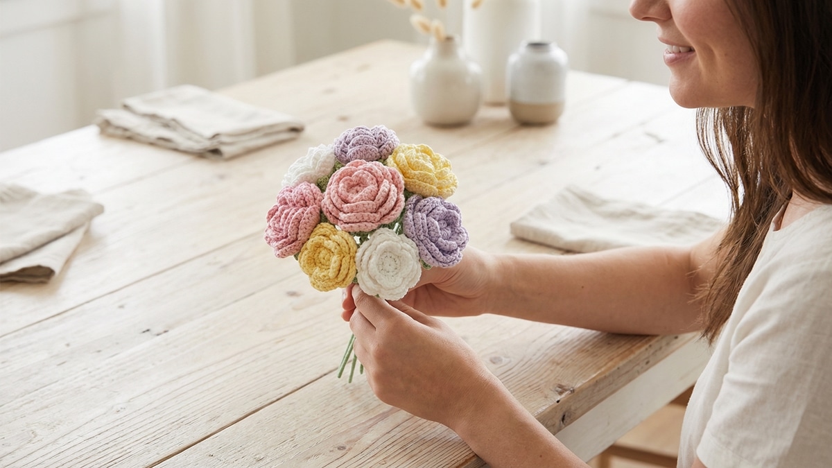 Faça presentes inesquecíveis com 20 flores de crochê e gráficos