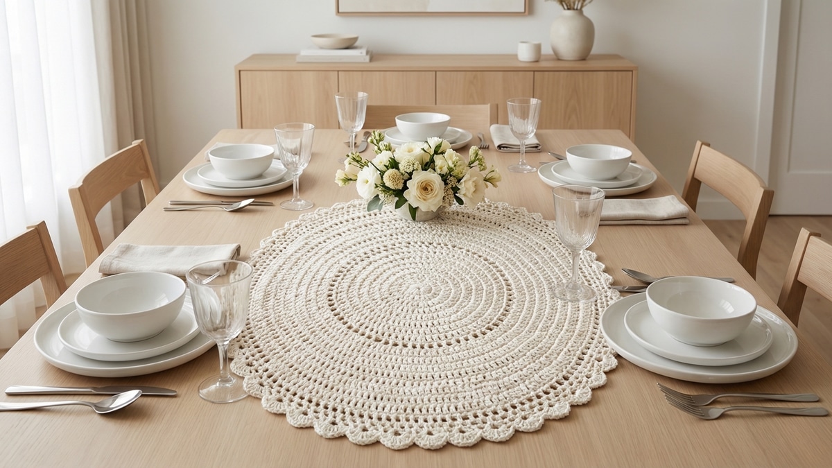 Toalhas e centros de mesa em crochê para adicionar elegância a sua decoração