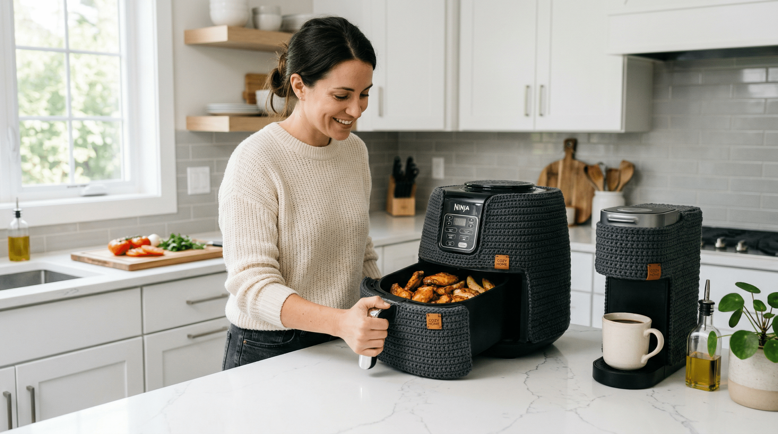 Capas de crochê para eletrodomésticos modernos: como proteger airfryer e cafeteira com estilo