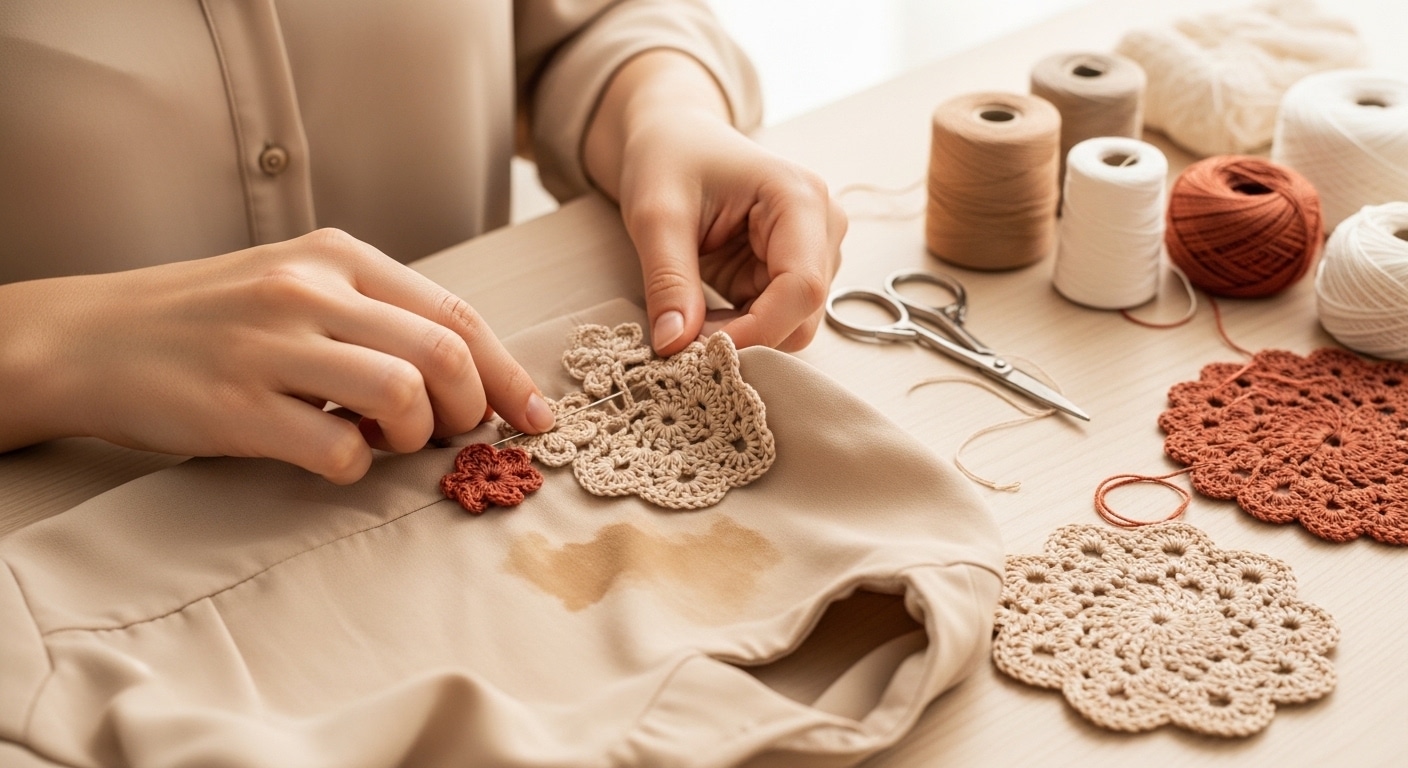 Roupa manchada? Veja o passo a passo para transformar com crochê e criar uma peça linda