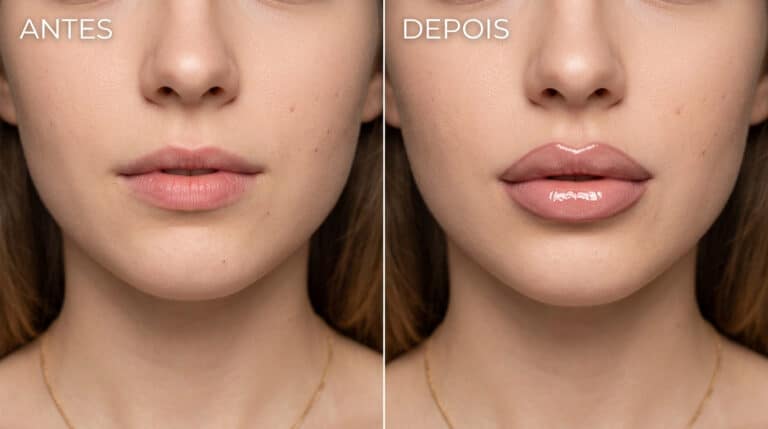 Antes e depois do uso do lapis na boca