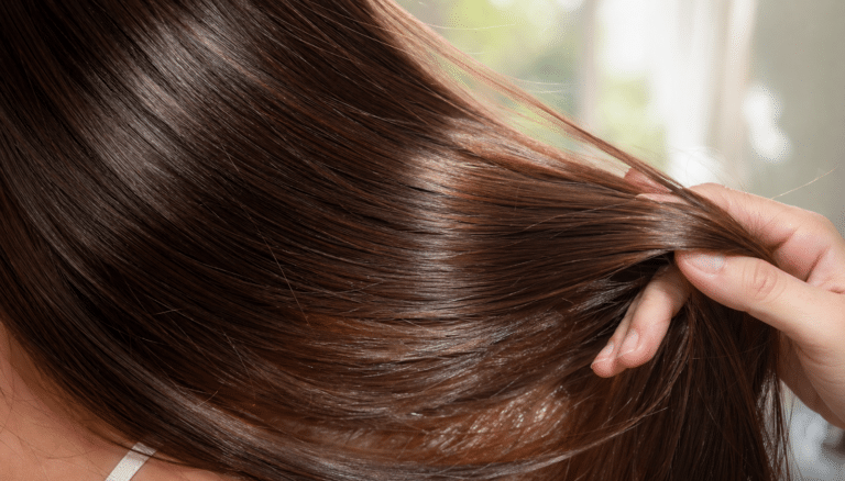 Close up no cabelo brilhante