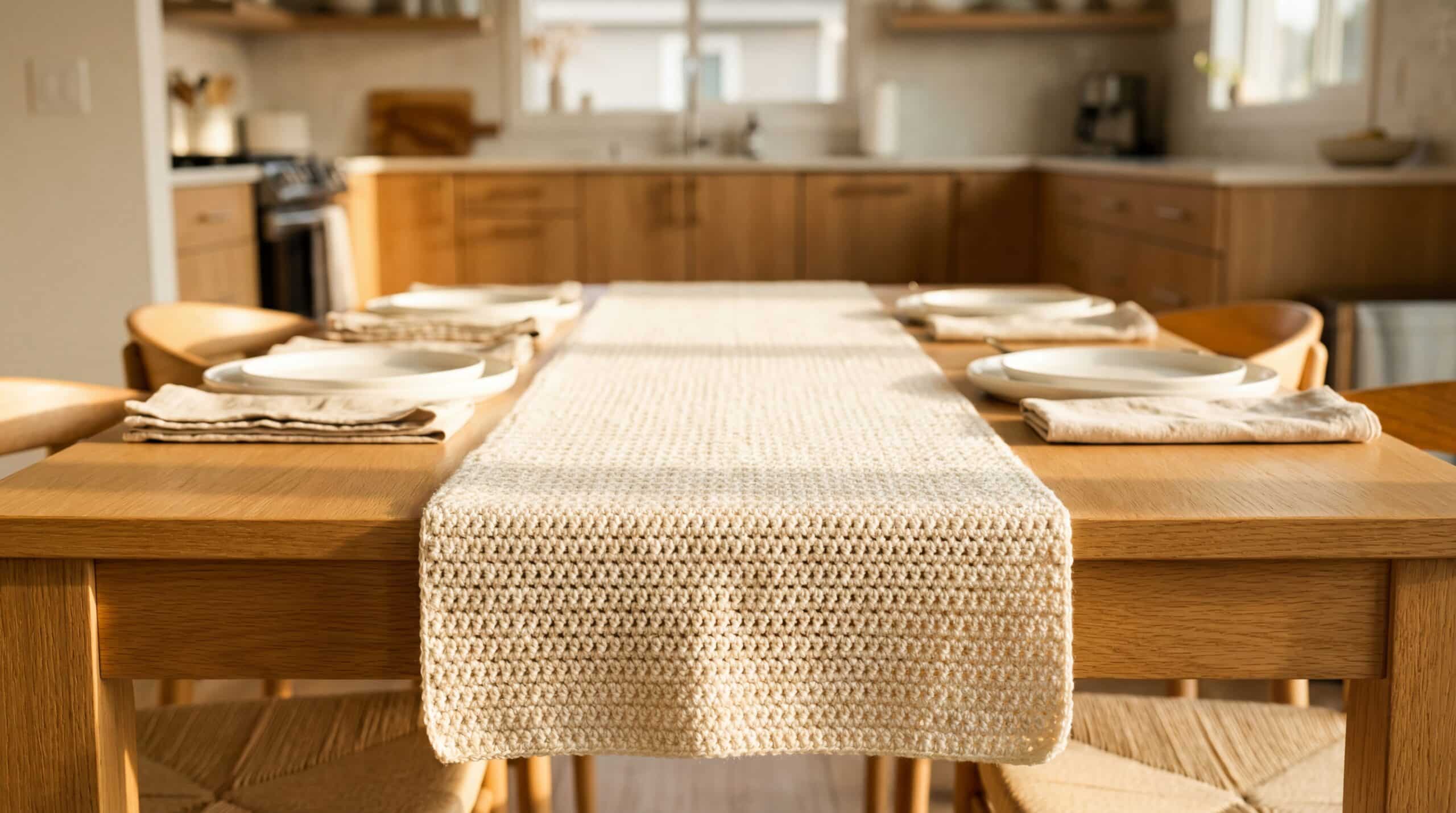 Gaste pouco mas faça bonito com caminho de mesa em crochê