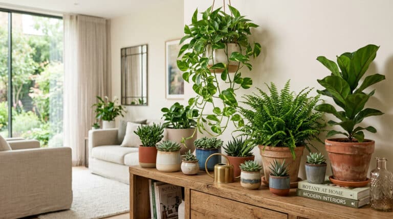 coleçãoo de vasos com plantas em diferentes tamanhos