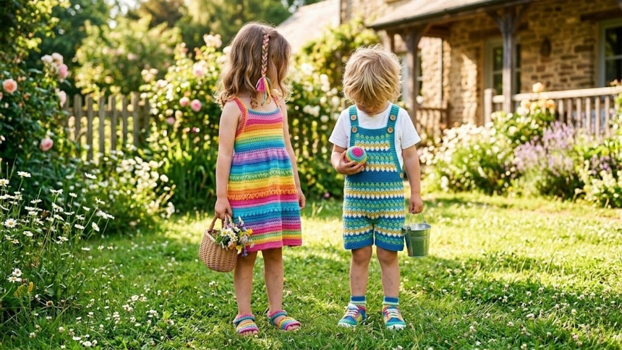 Lindas inspirações de conjuntos de crochê infantil
