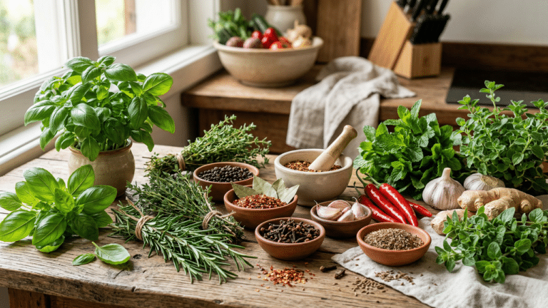 Especiarias e verduras diversas