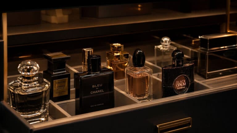 Frascos de perfumes guardados na gaveta