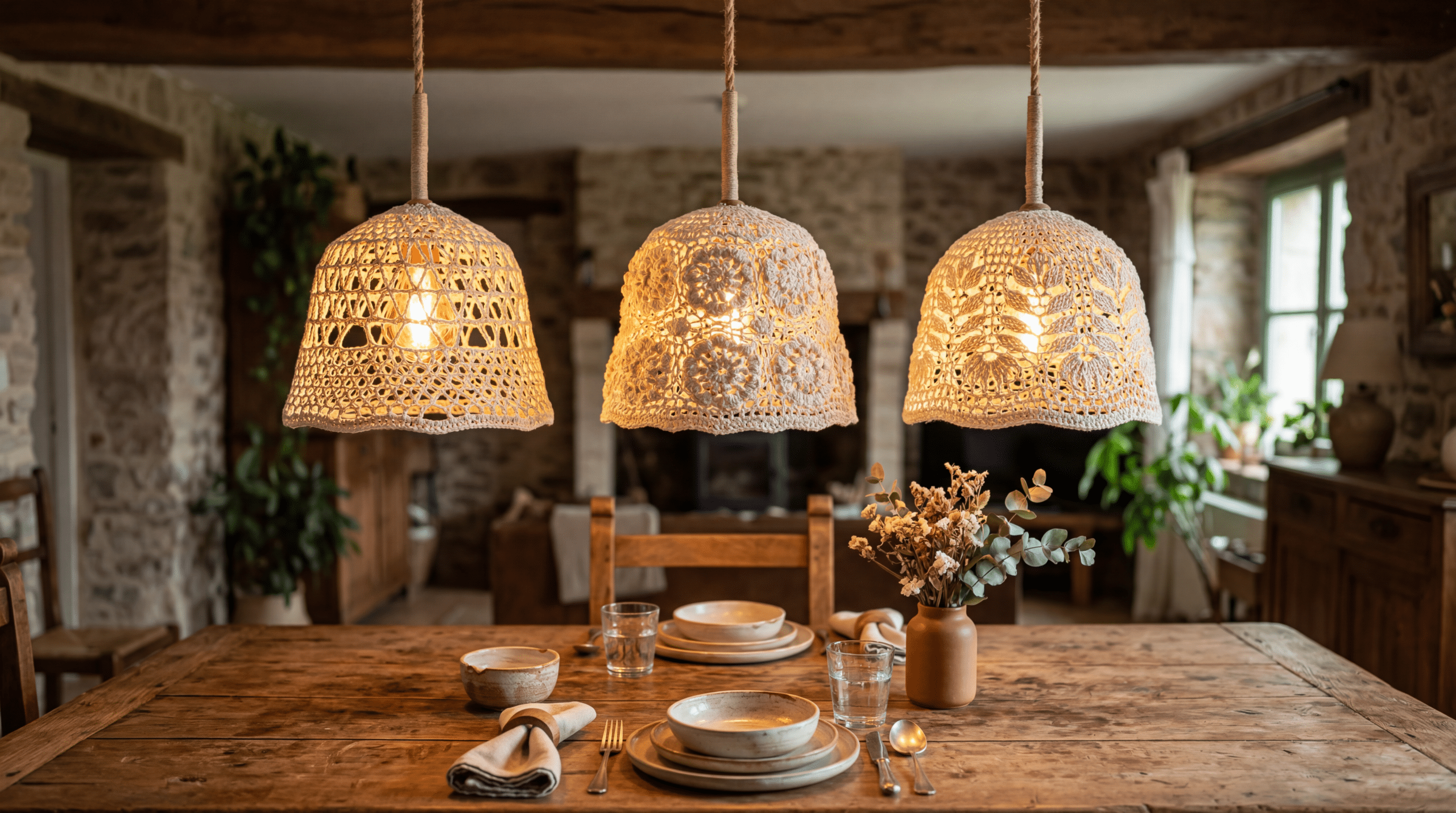 Luminárias de crochê: o toque artesanal que ilumina e encanta