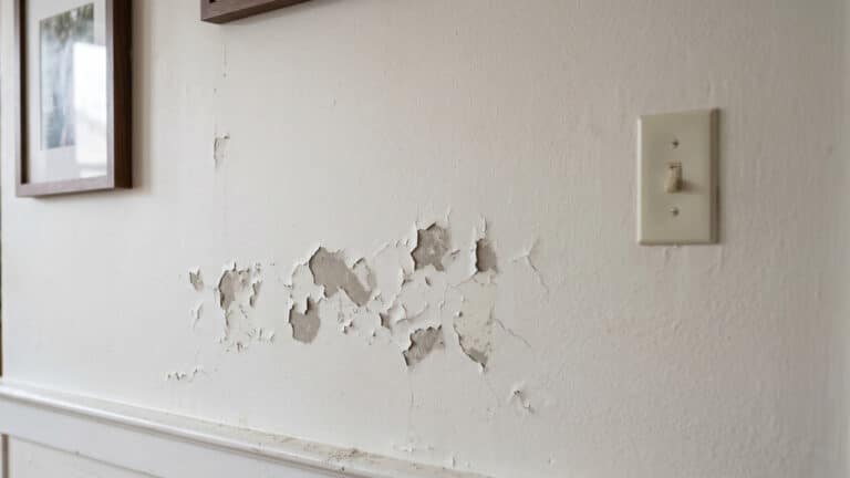 Parede de casa com a tinta descascando