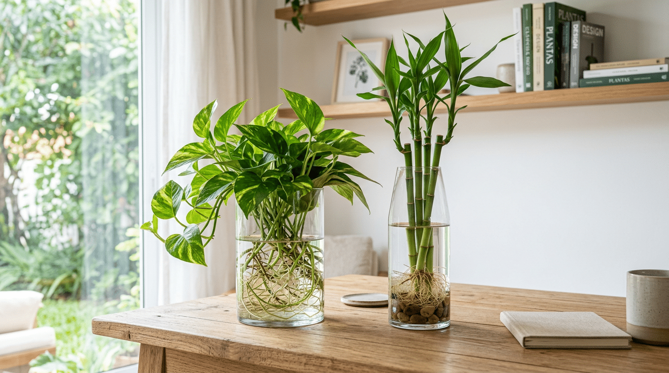 Três plantas de interior que podem viver na água e encher sua casa de verde sem usar terra