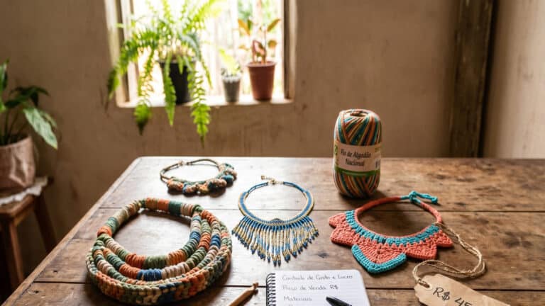 Produção de colares de crochê lucrativos