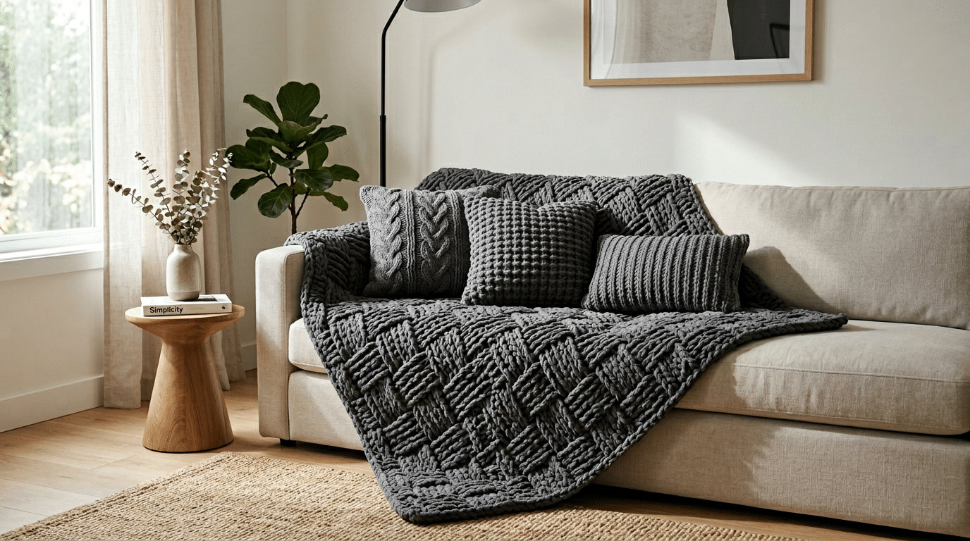 O poder do crochê monocromático: como uma única cor transforma sua decoração