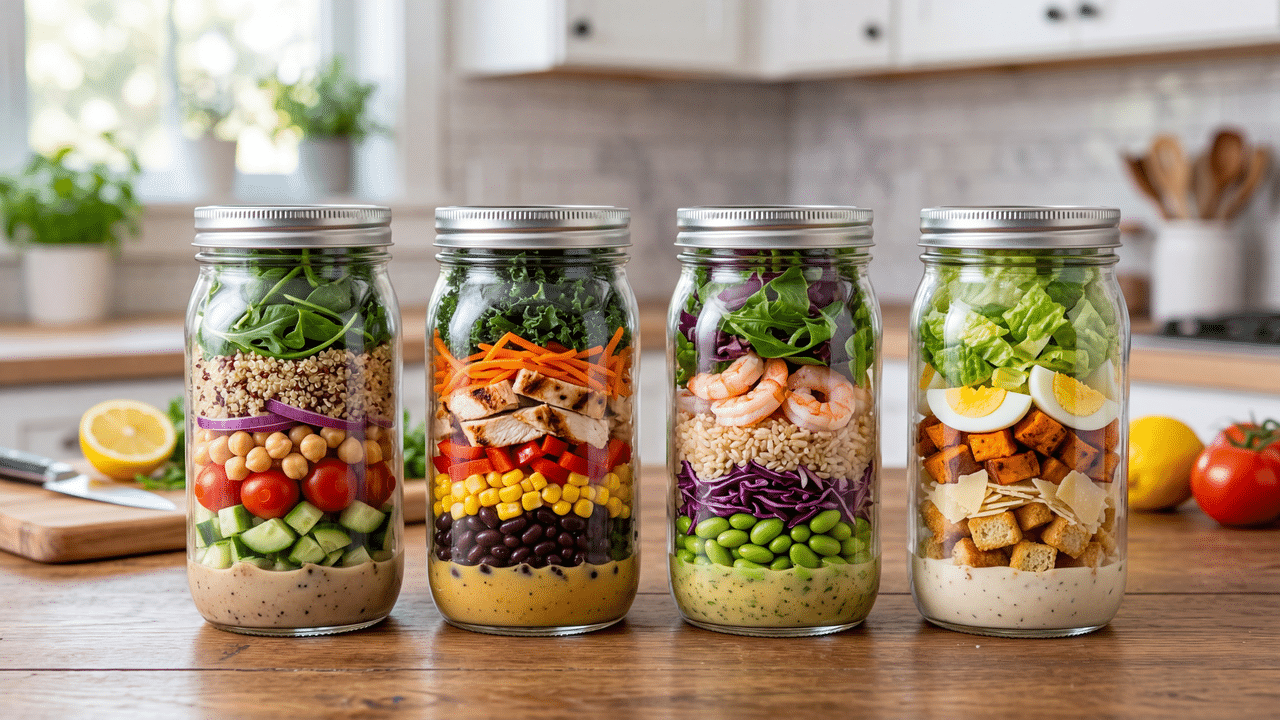 A receita da salada de pote que dura a semana inteira na geladeira sem perder o frescor dos vegetais