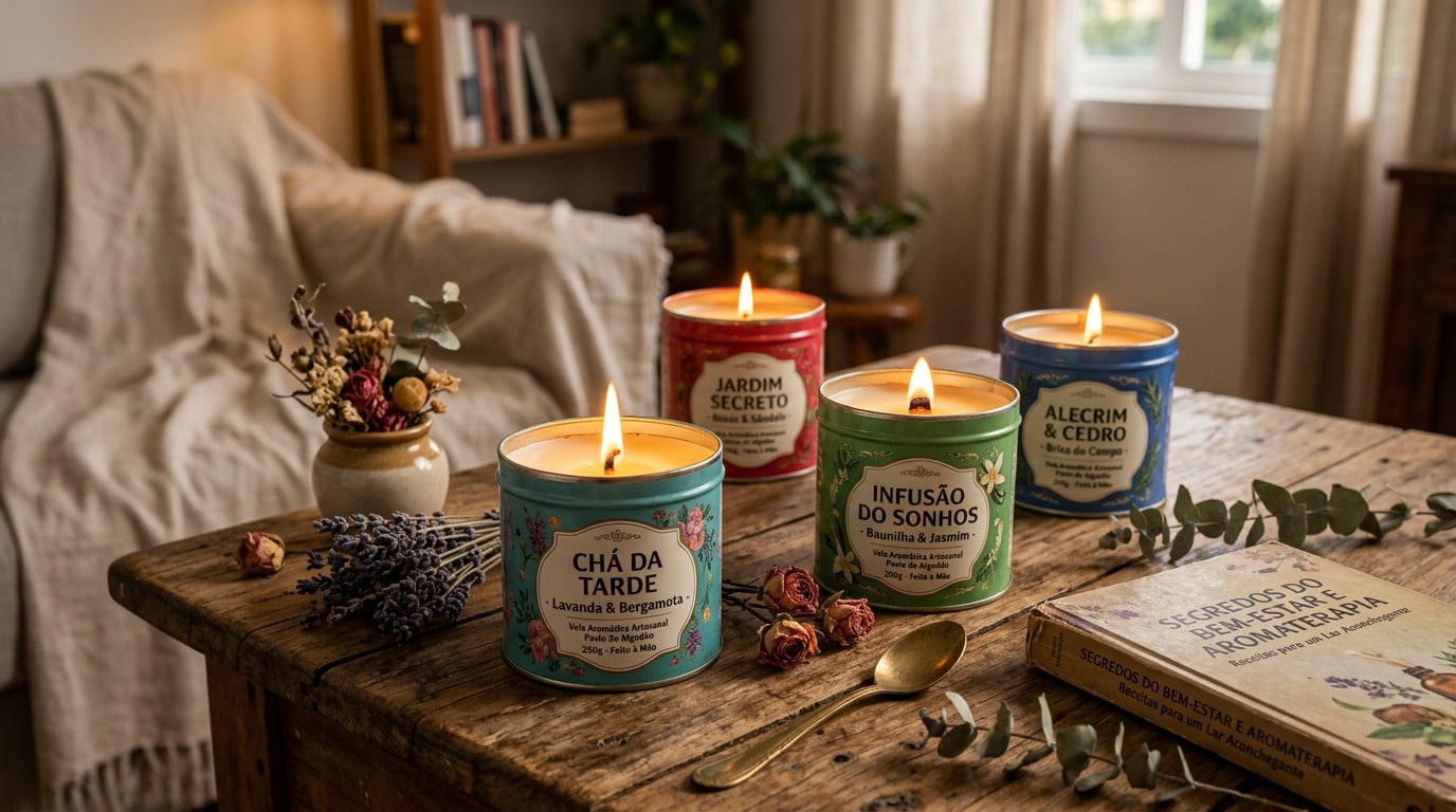 Como fazer velas aromáticas usando latas de chá e sobras de giz de cera