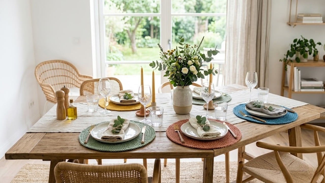 Sousplat de crochê para elevar a decoração da sua mesa em 2026 + vídeo aula