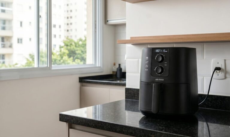Air fryer na bancada da cozinha