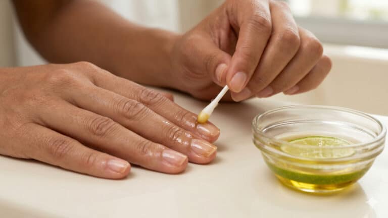 Aplicando solução de limão com azeite de oliva