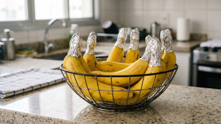 Bananas envoltas em alumínio nas pontas