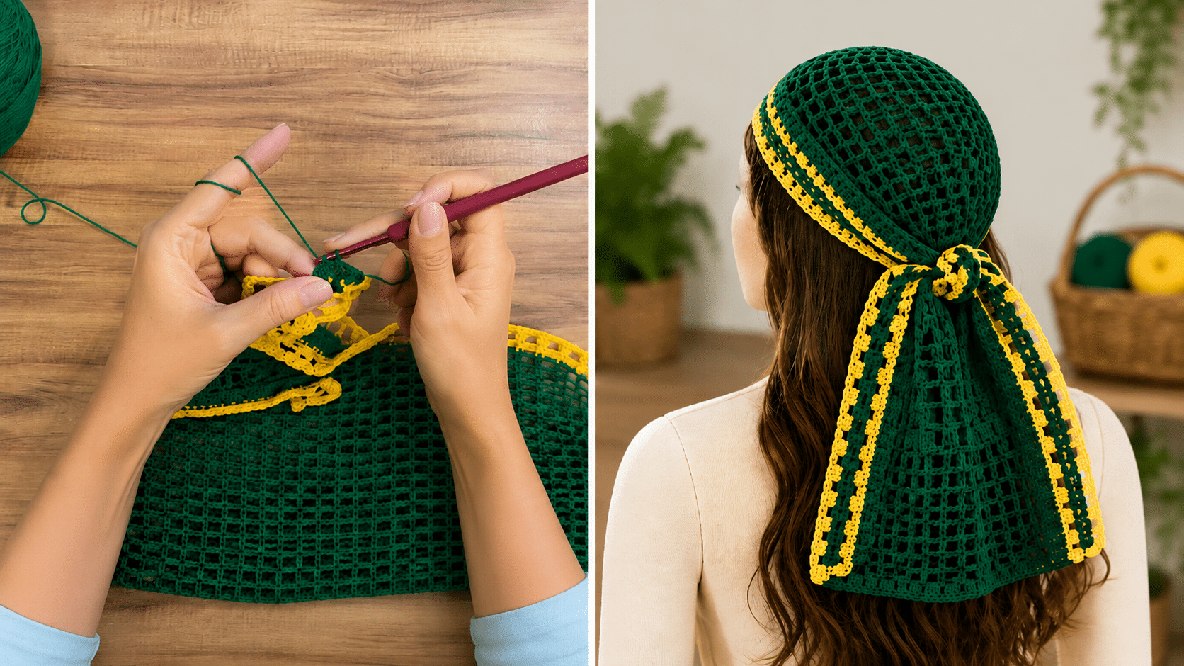 Bandana de Crochê nas Cores do Brasil Conquista Artesãs com Visual Moderno e Fácil Execução