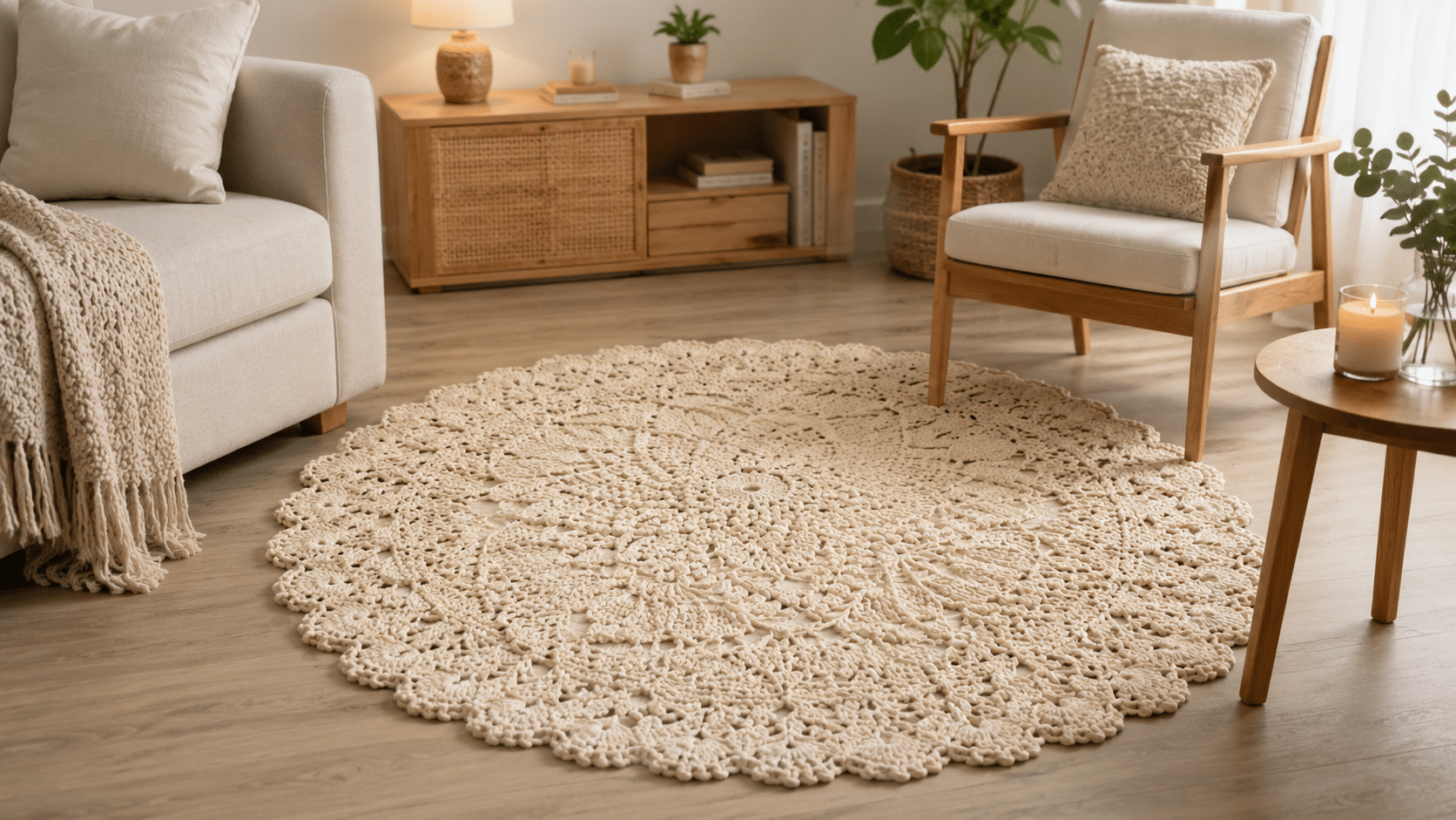 Tapete redondo de crochê mandala: a peça artesanal que deixa qualquer cantinho mais delicado