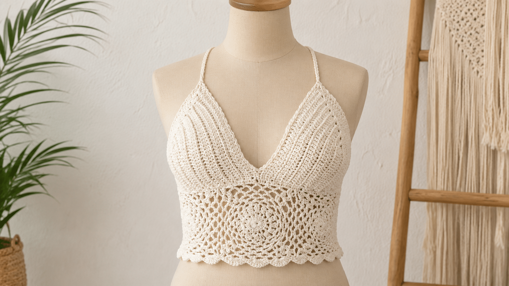 Cropped de crochê branco com bojo é delicado, versátil e cheio de charme artesanal
