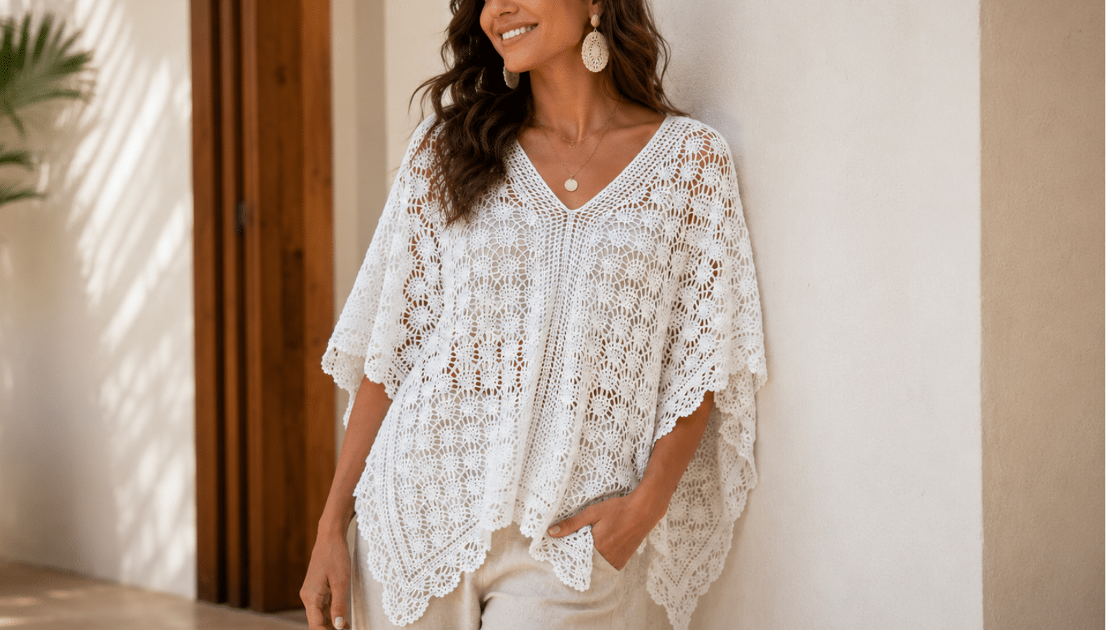 Blusa poncho de crochê: a peça leve e elegante que transforma looks simples