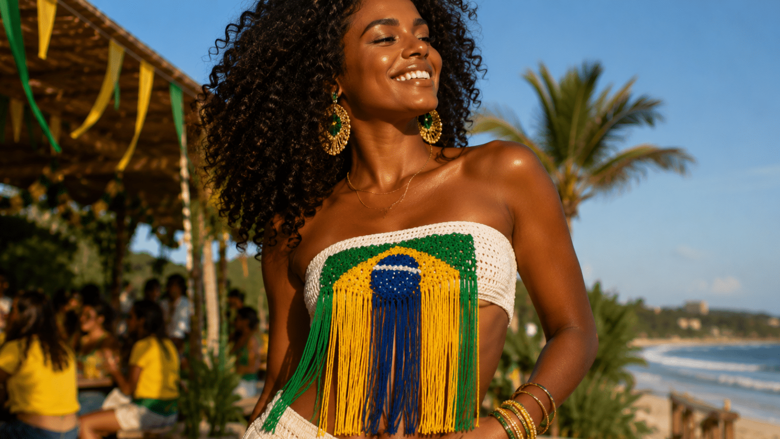 Cropped de crochê Brasil com franjas: a peça perfeita para torcer com estilo na Copa do Mundo